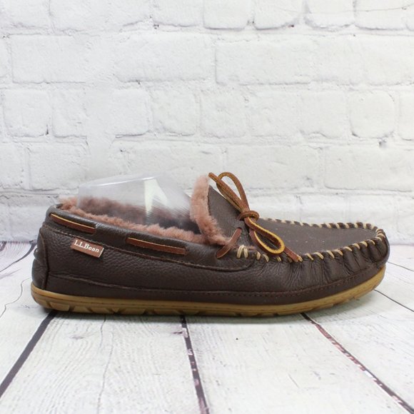 L.L. Bean Other - LL Bean Slippers Wicked Good Moosehide Slipper Moccasin Brown Leather Size 11 M